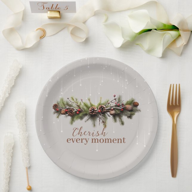 Christmas Garland and Shooting Stars Cherish the Paper Plate (Wedding)