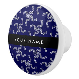 Christmas Garland, Blue, Your name, Personalise Ceramic Knob
