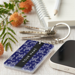 Christmas Garland, Blue, Your name, Personalise Key Ring