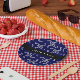 Christmas Garland, Blue, Your name, Personalise Paper Plate