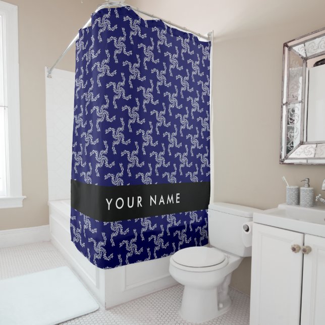 Christmas Garland, Blue, Your name, Personalise Shower Curtain (In Situ)
