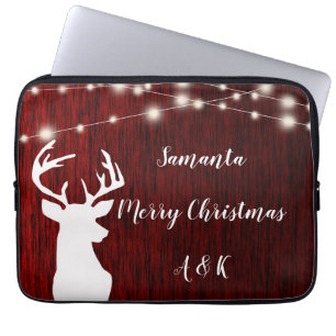 Christmas ,garland, deer head,personalised laptop sleeve