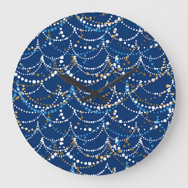 Christmas garland: festive seamless pattern large clock (Front)
