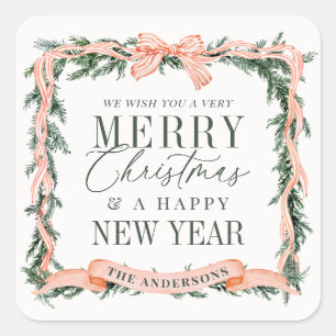 Christmas Garland Frame Holiday Square Sticker