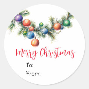 Christmas Garland Gift Tag Sticker