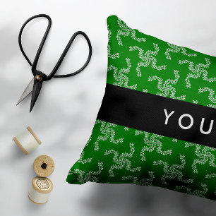 Christmas Garland, Green, Your name, Personalise Decorative Cushion