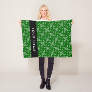 Christmas Garland, Green, Your name, Personalise Fleece Blanket