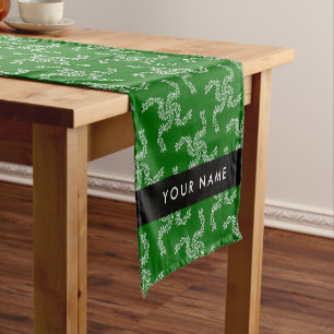 Christmas Garland, Green, Your name, Personalise Short Table Runner