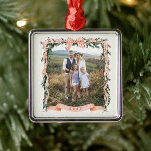 CHRISTMAS GARLAND Photo Metal Ornament