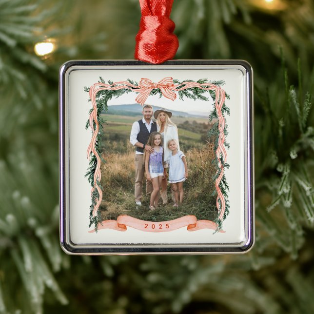 CHRISTMAS GARLAND Photo Metal Ornament (Tree)