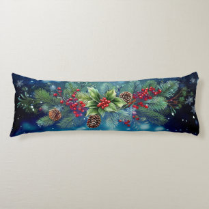 Christmas Garland Pine And Holly With Snow Body Cushion
