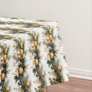 Christmas Garland Pine Cones Pine Branches Gold   Tablecloth