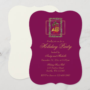 Christmas Garland Purple Flat Card
