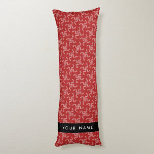 Christmas Garland, Red, Your name, Personalise Body Cushion