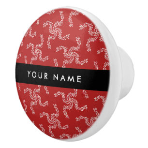 Christmas Garland, Red, Your name, Personalise Ceramic Knob