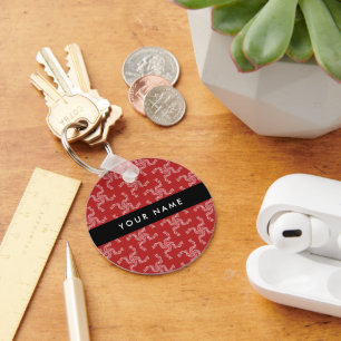 Christmas Garland, Red, Your name, Personalise Key Ring