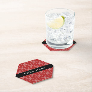 Christmas Garland, Red, Your name, Personalise Paper Coaster