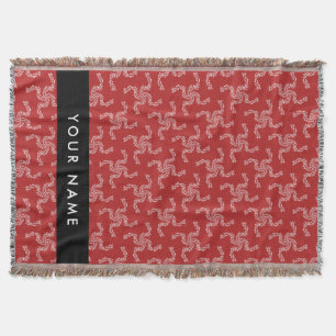 Christmas Garland, Red, Your name, Personalise Throw Blanket