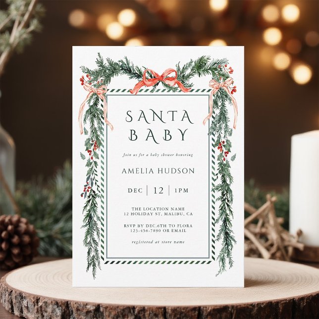 Christmas Garland Santa Baby Shower                Invitation (Creator Uploaded)