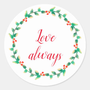Christmas Garland Simple Round Sticker