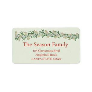 Christmas Garland watercolor Label