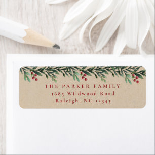 Christmas Garland Watercolor Return Address   Return Address Label