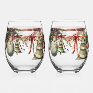 Christmas Garland Wine Glass Set