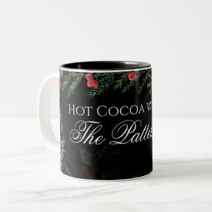 Christmas Garland with Holly Hot Cocoa Two-Tone Coffee Mug