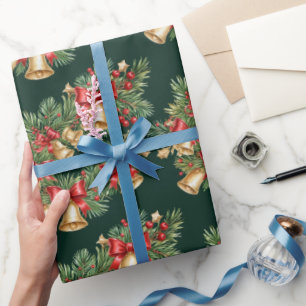 Christmas Garland Wrapping Paper with Bells & Bows