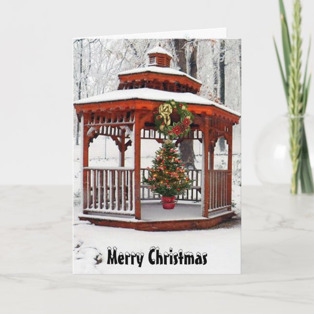 Christmas Gazebo Card, Merry Christmas Holiday Card (Front)
