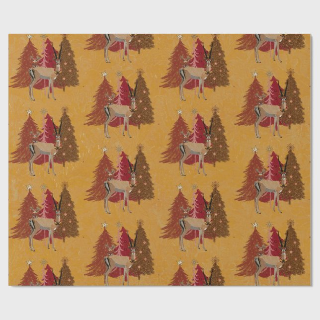 CHRISTMAS GAZELLE Wrapping Paper (Flat)