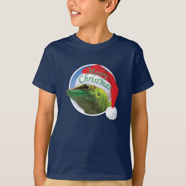 Christmas Gecko - Kids' Basic Hanes T-Shirt (Front)