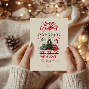 Christmas Geese in Cosy Sweaters Holiday Card
