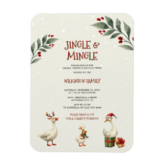 Christmas Geese Jingle Mingle Party Invitation Magnet