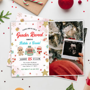 Christmas Gender Reveal Baby Shower Photo Invitation