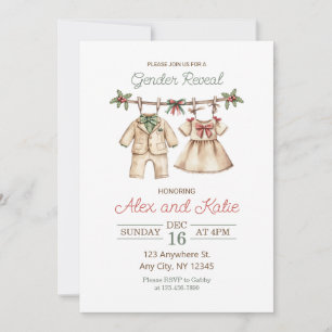 Christmas gender reveal editable invitation