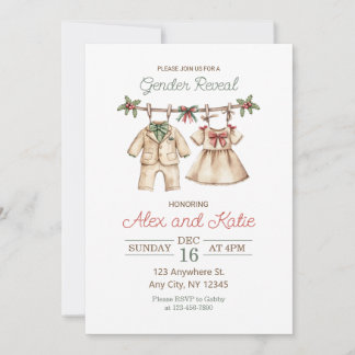 Christmas gender reveal editable invitation