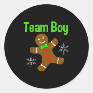Christmas Gender Reveal Gingerbread Cookie Team Bo Classic Round Sticker