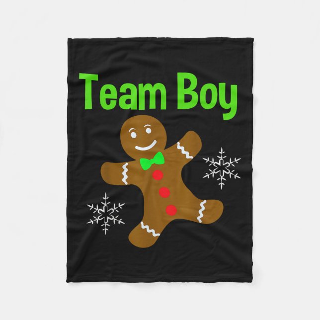 Christmas Gender Reveal Gingerbread Cookie Team Bo Fleece Blanket (Front)