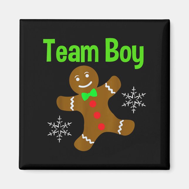 Christmas Gender Reveal Gingerbread Cookie Team Bo Magnet (Front)