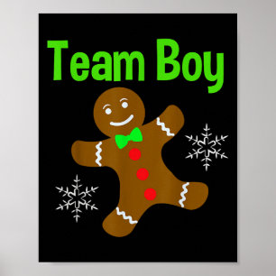 Christmas Gender Reveal Gingerbread Cookie Team Bo Poster