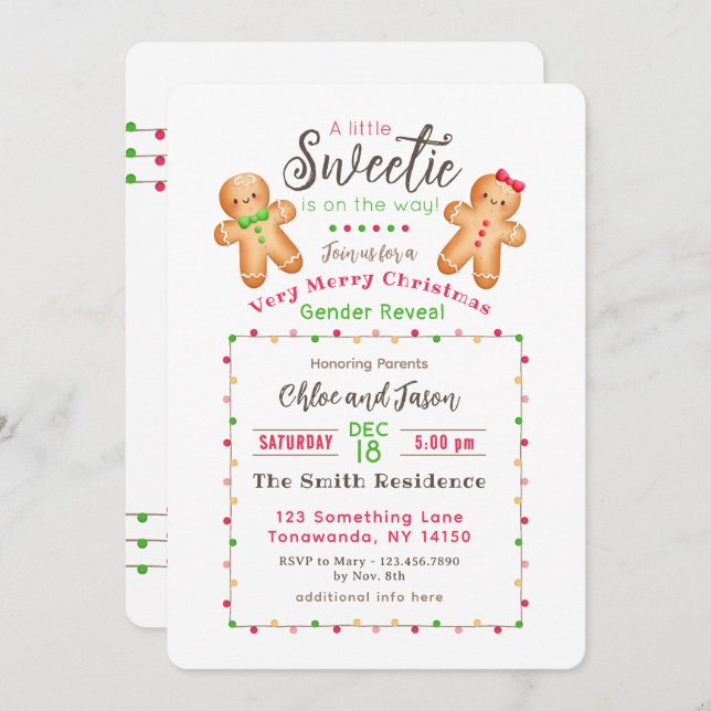 Christmas gender reveal invitation (Front/Back)