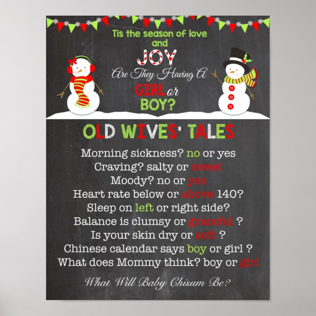 Christmas Gender Reveal Old Wives' Tales Poster (Front)