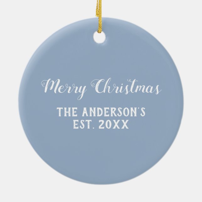 Christmas Geometric Slate Blue Grey Ceramic Ornament (Back)