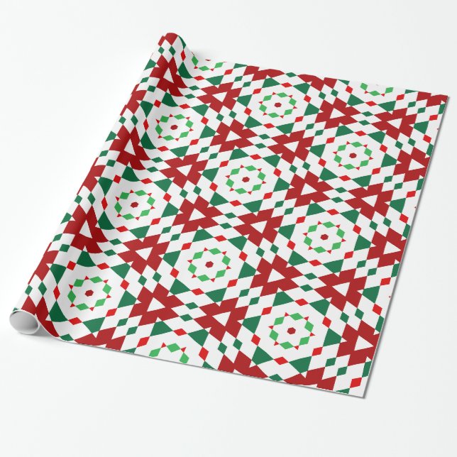 Christmas Geometric Star  Wrapping Paper (Unrolled)