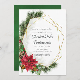 Christmas Geometric Wedding Bridesmaids Luncheon Invitation
