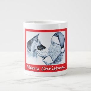 Christmas German Shepherd and Santa Claus Large Coffee Mug