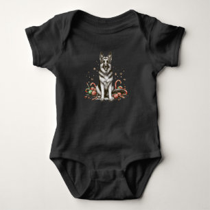 Christmas German Shepherd Baby Bodysuit
