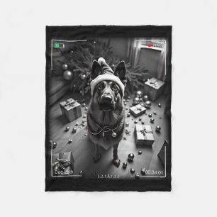 Christmas German Shepherd Caught On Camera Fleece Blanket