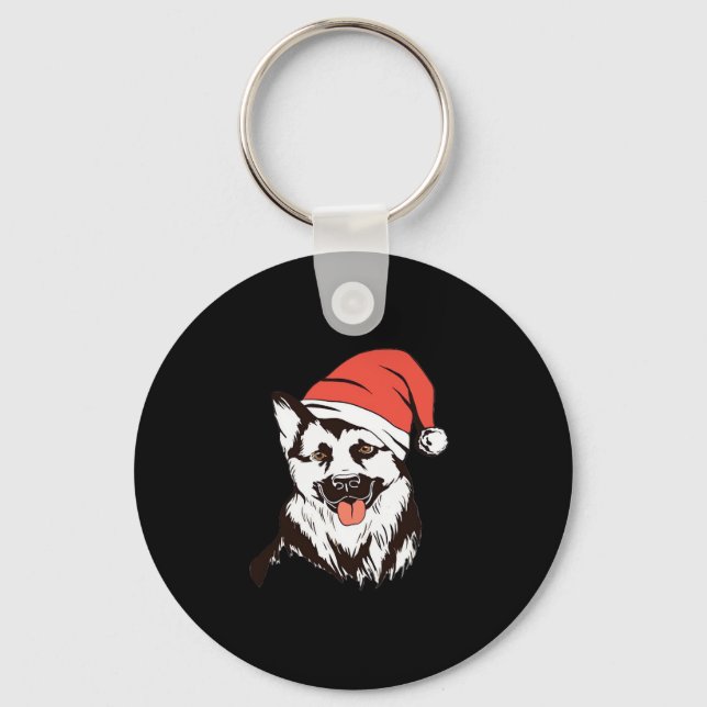 Christmas German Shepherd Classic T-Shirt Key Ring (Front)